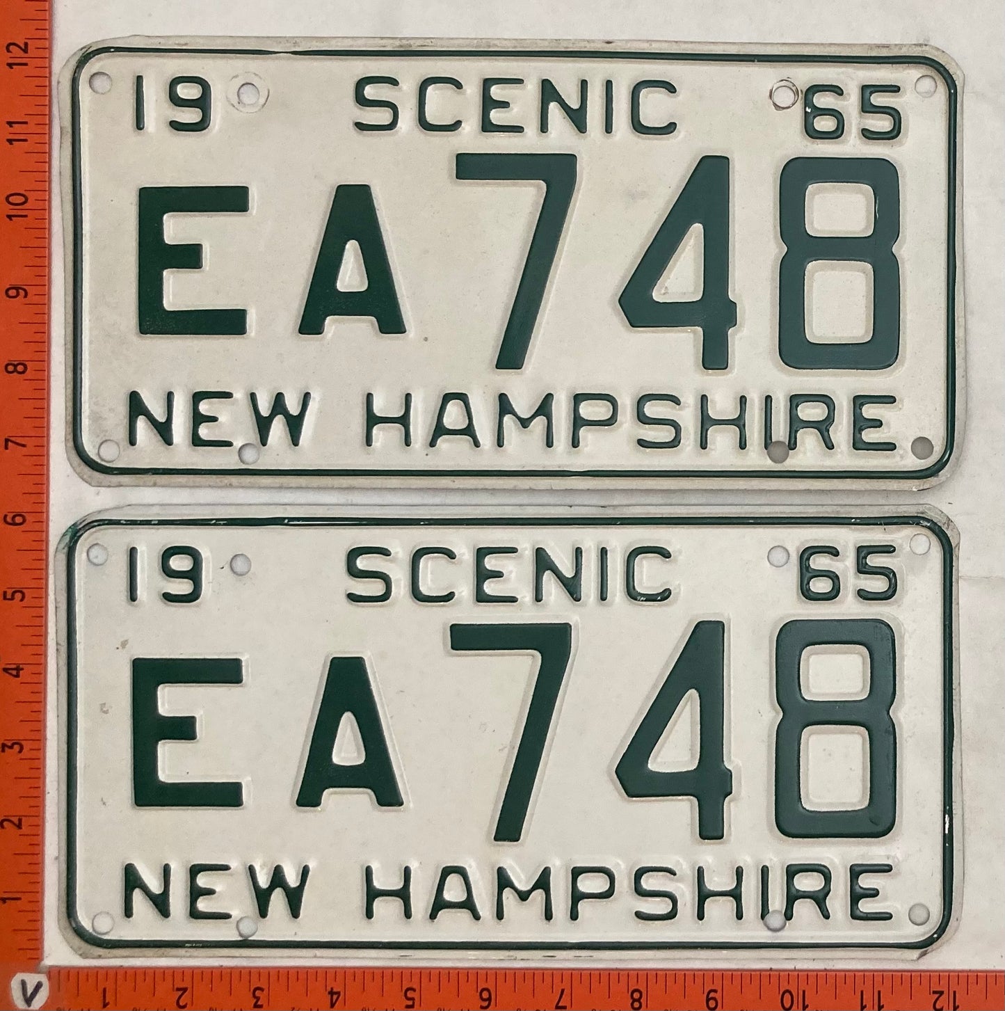 1965 New Hampshire #EA 748 Passenger License Plate (Pair)