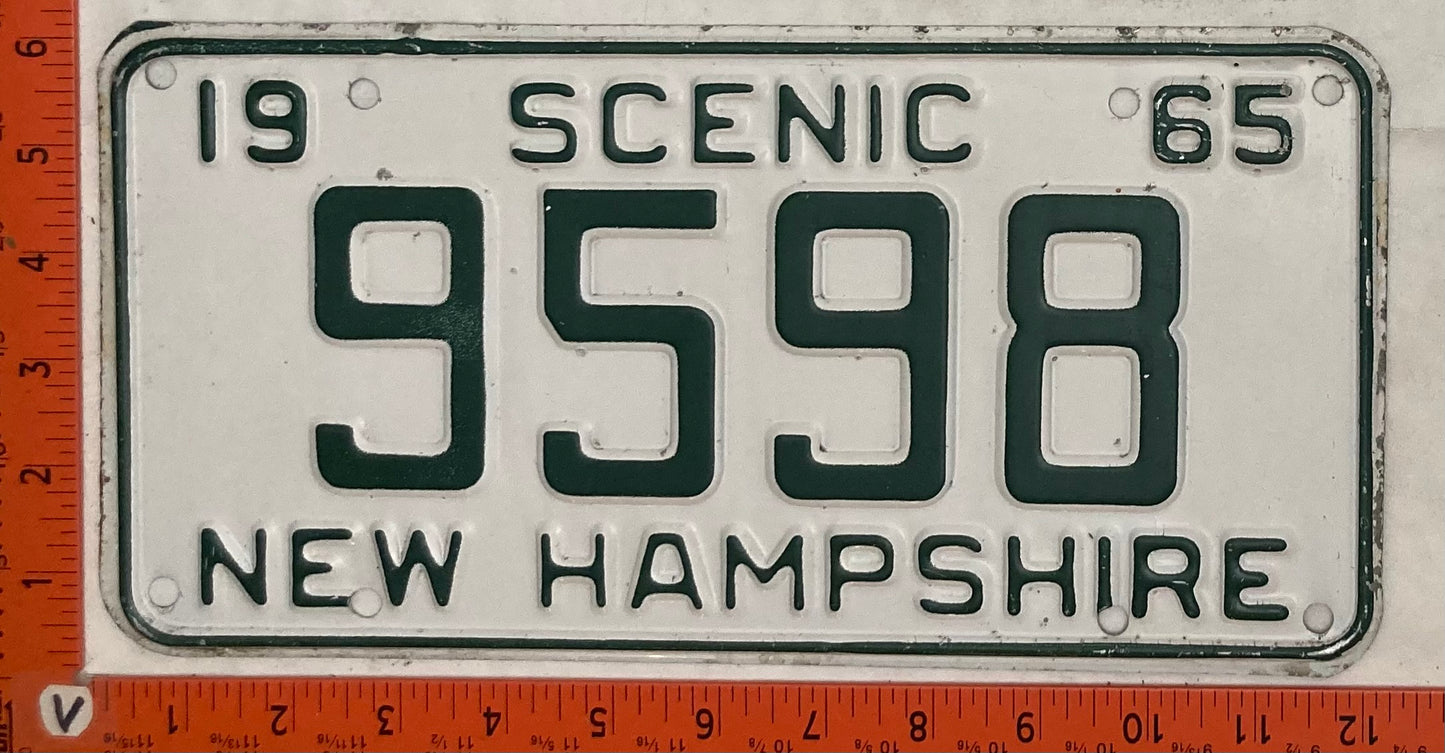 1965 New Hampshire #9598 Passenger License Plate