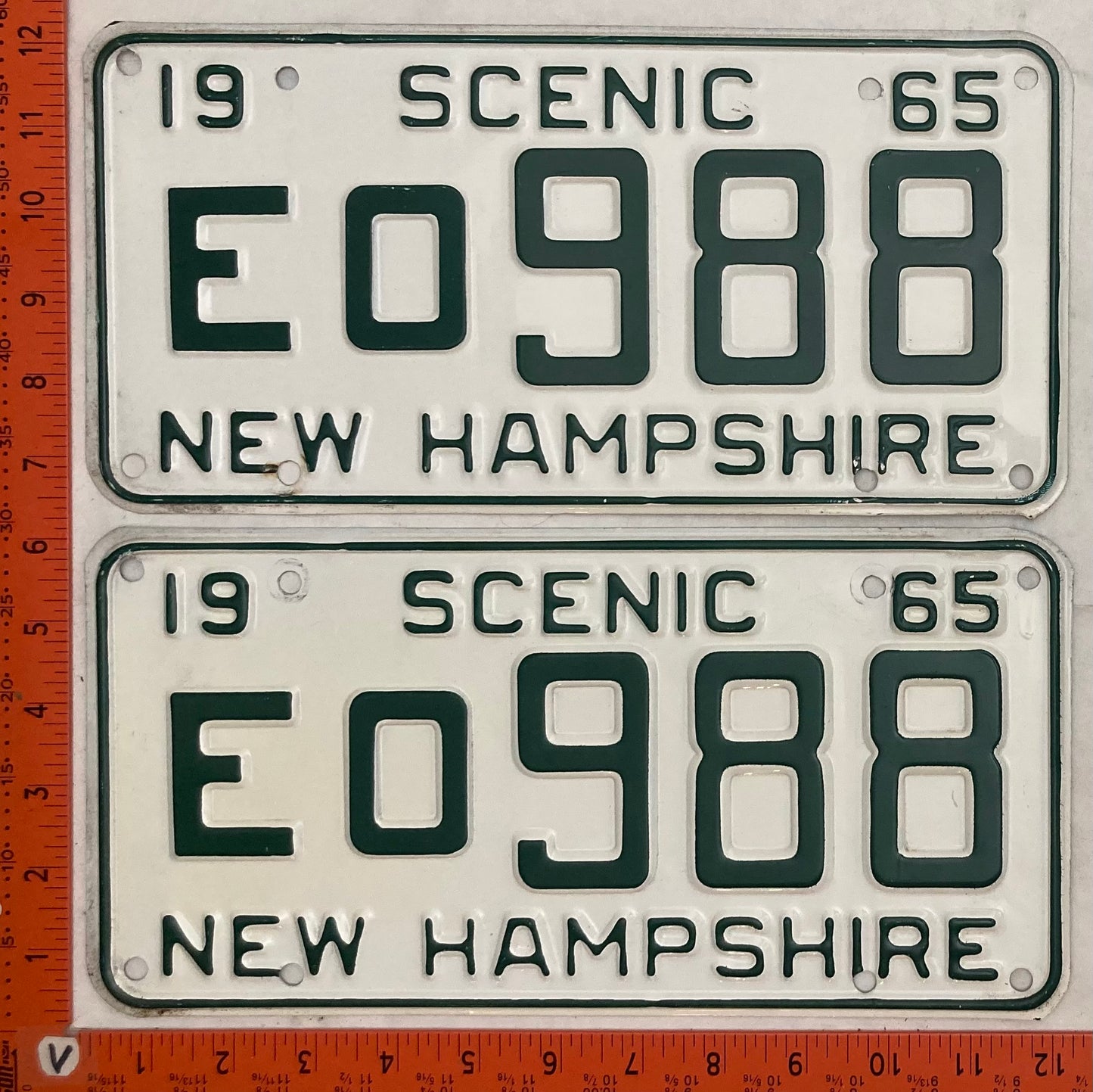 1965 New Hampshire #EO 988 Passenger License Plate (Pair)