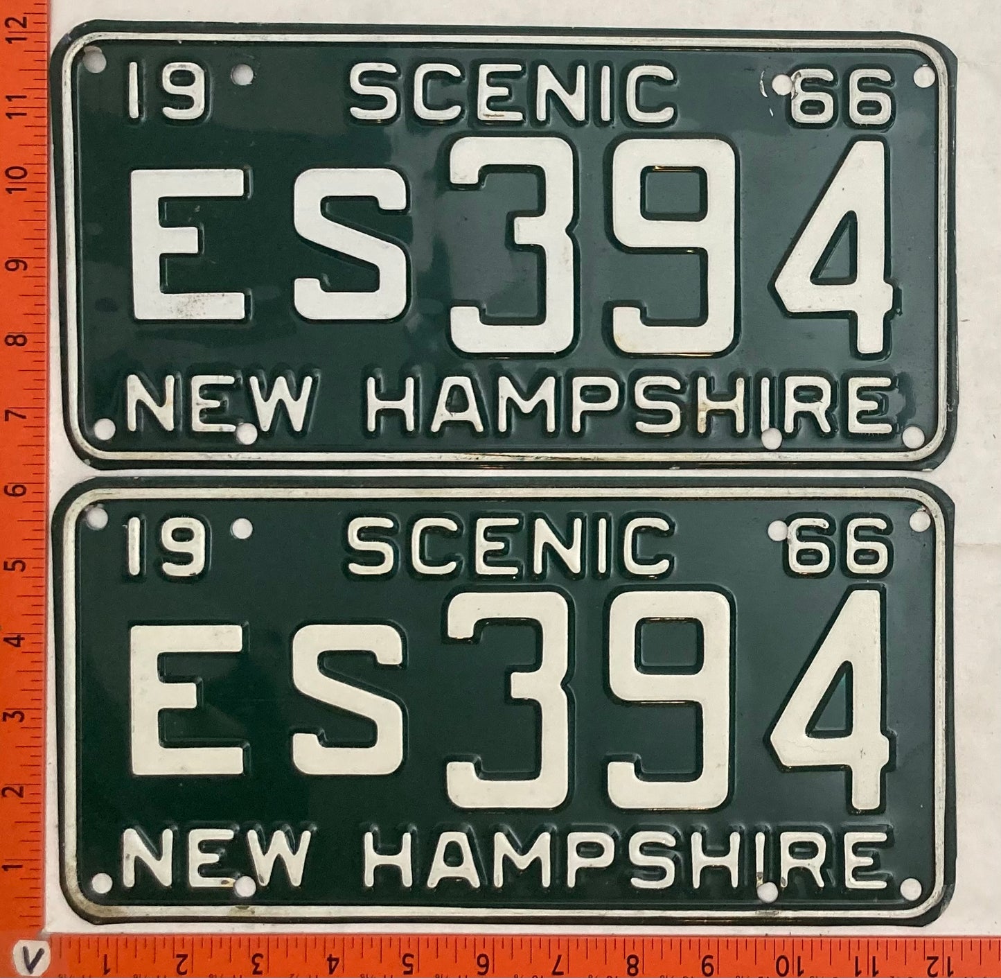 1966 New Hampshire #ES 394 Passenger License Plate (Pair)