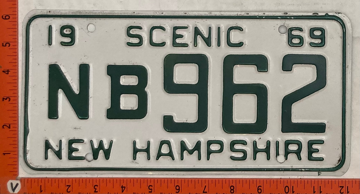 1969 New Hampshire #NB 962 Passenger License Plate