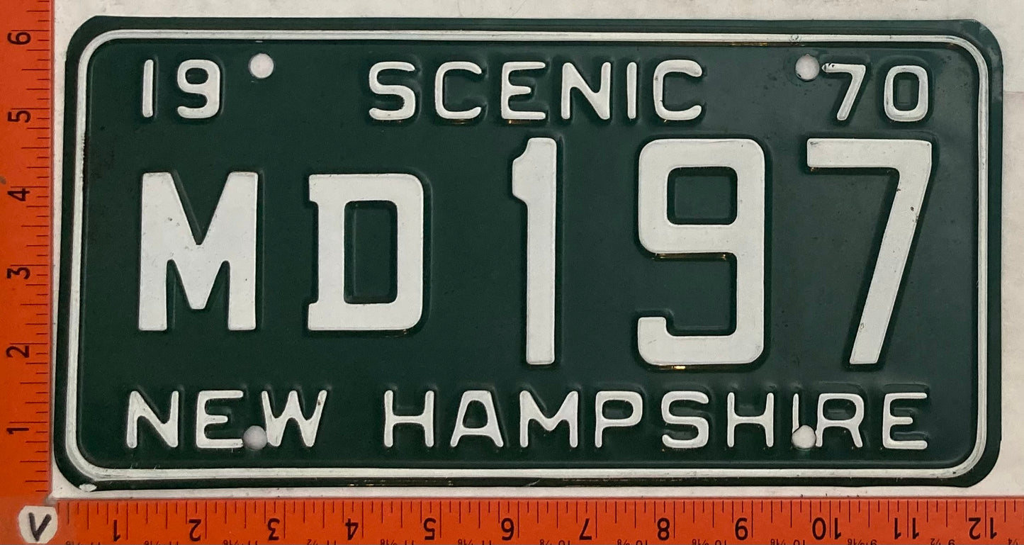 1970 New Hampshire #MD 197 Passenger License Plate