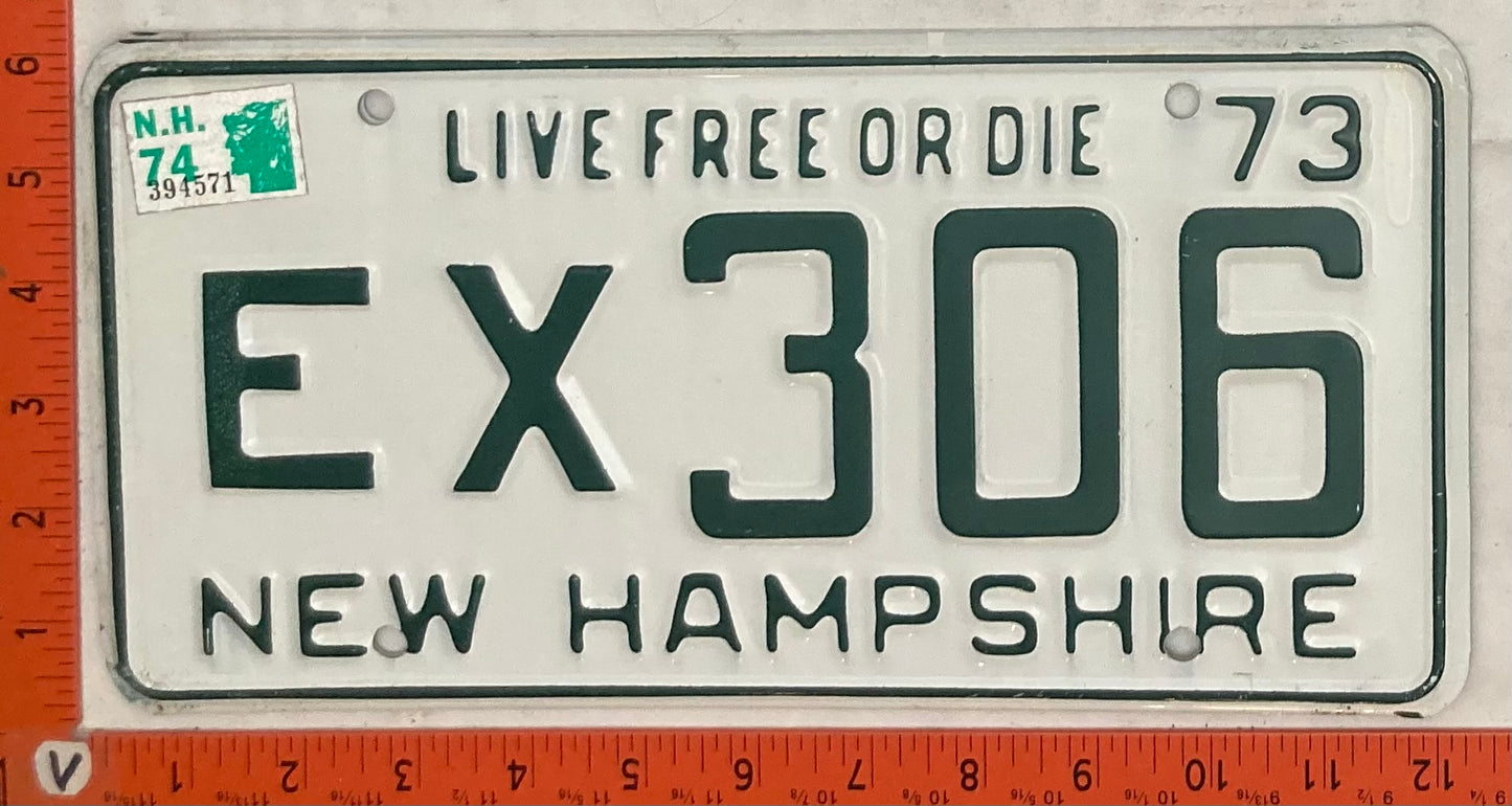1974 New Hampshire #EX 306 Passenger License Plate