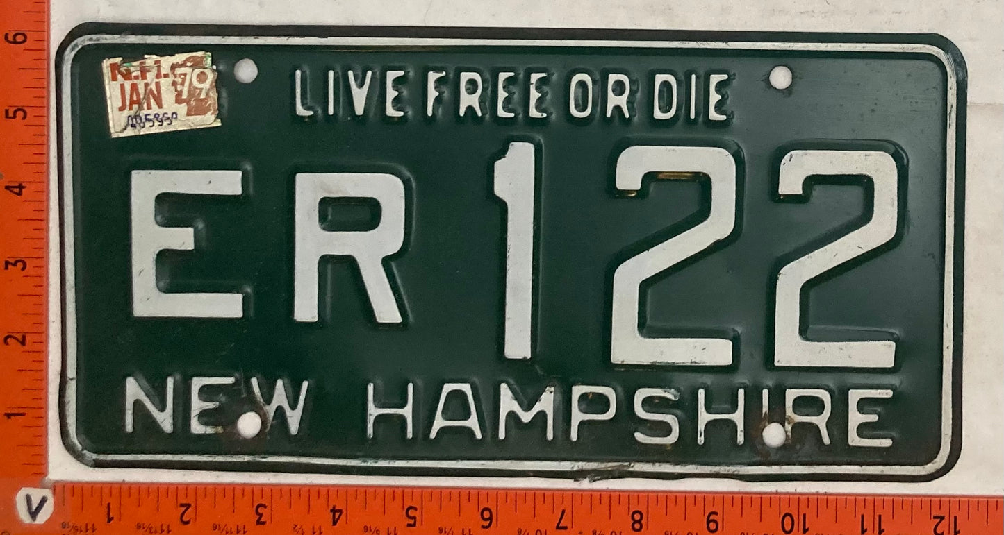 1979 New Hampshire #ER 122 Passenger License Plate