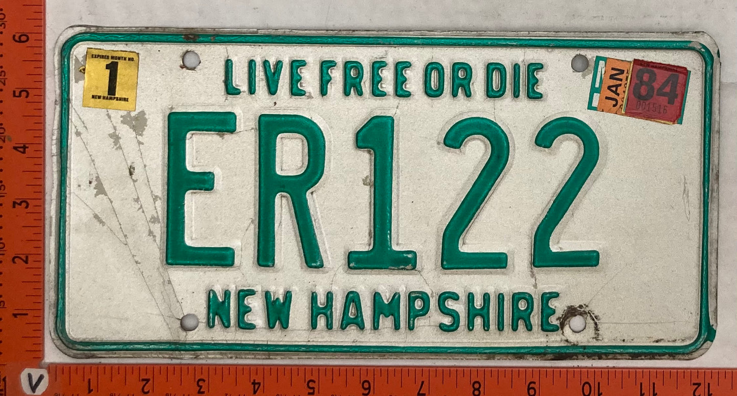 1984 New Hampshire #ER 122 Passenger License Plate