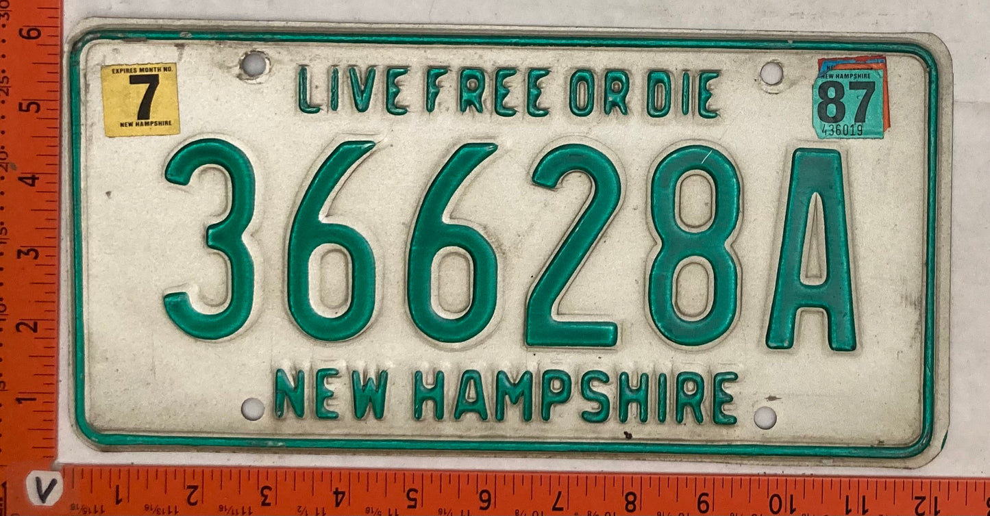 1987 New Hampshire #36628A Passenger License Plate