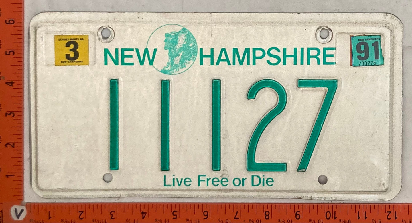 1991 New Hampshire #11127 Passenger License Plate