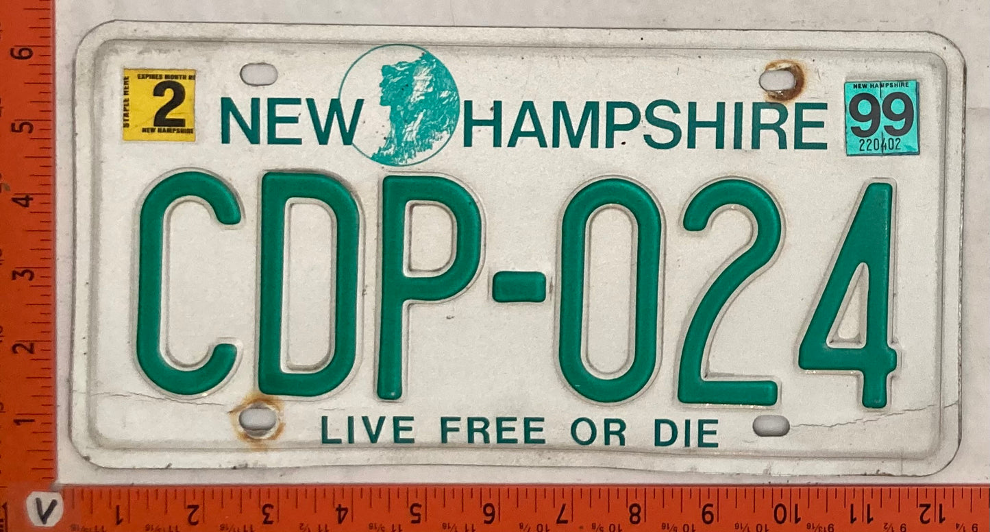 1999 New Hampshire #CDP-024 Passenger License Plate