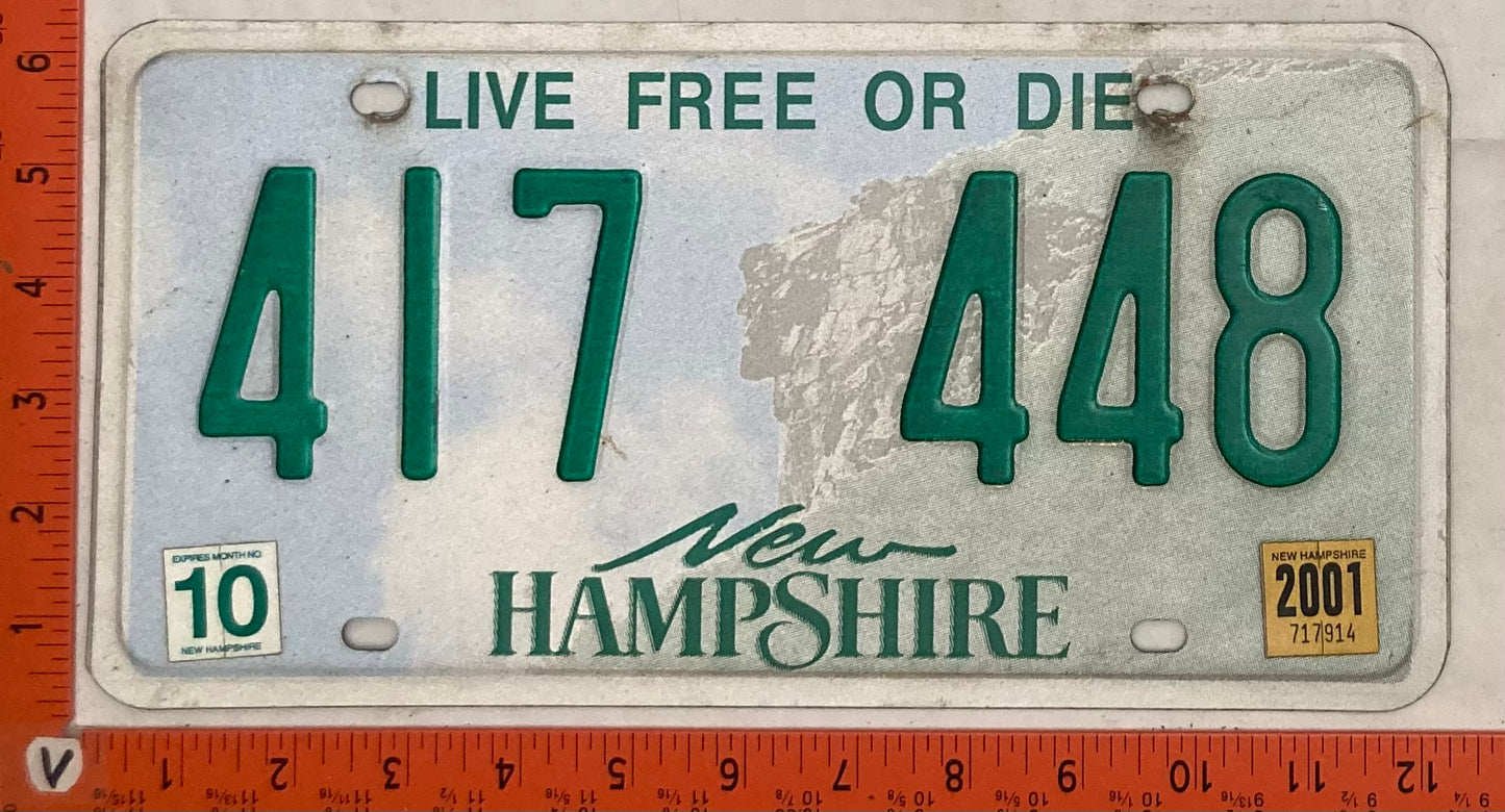 2001 New Hampshire #417 448 Passenger License Plate