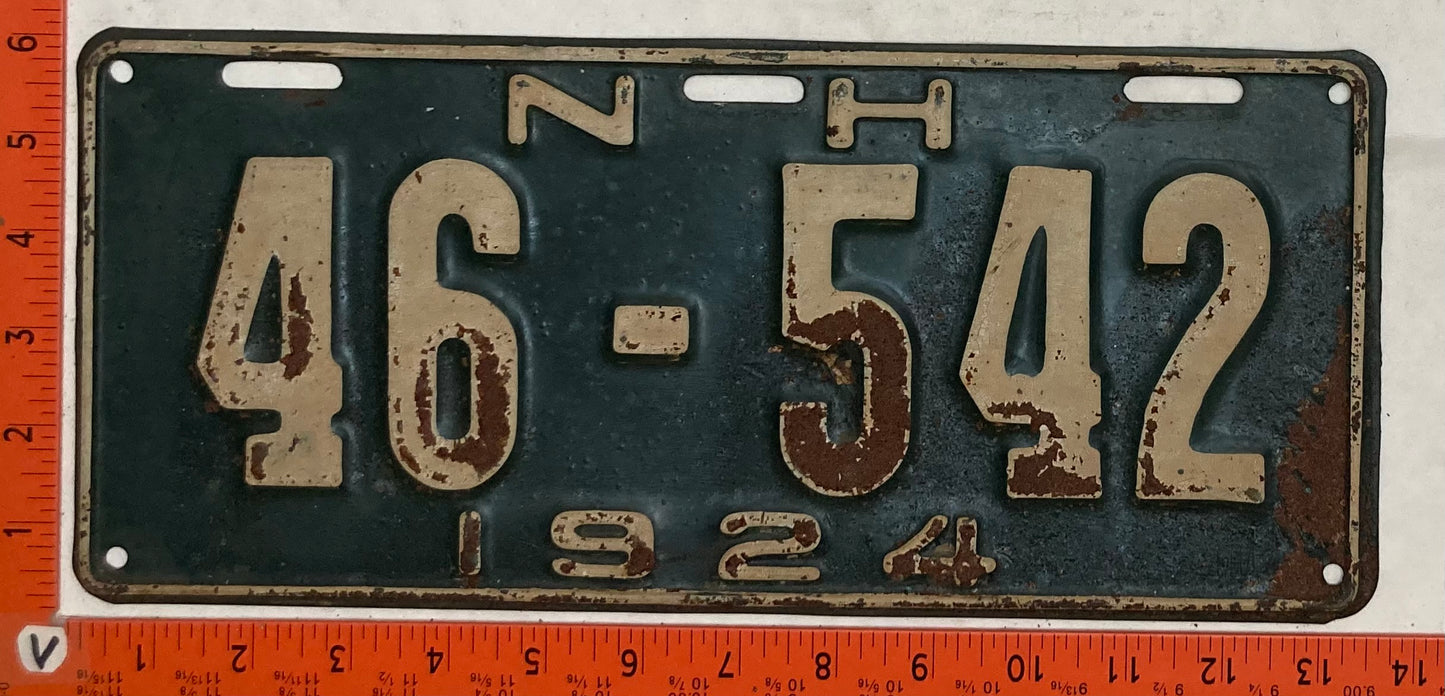 1924 New Hampshire #46 542 Passenger License Plate