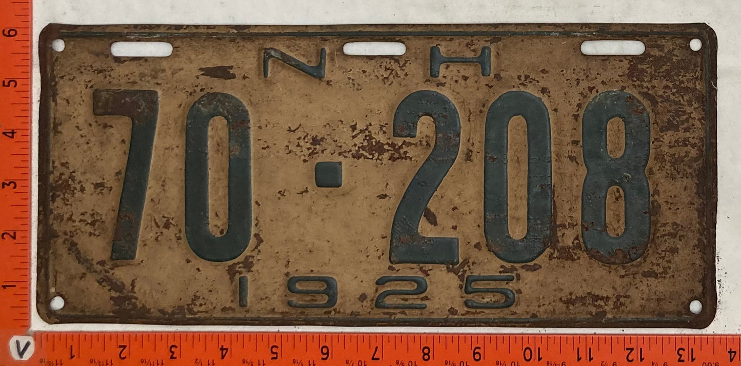 1925 New Hampshire #70 208 Passenger License Plate