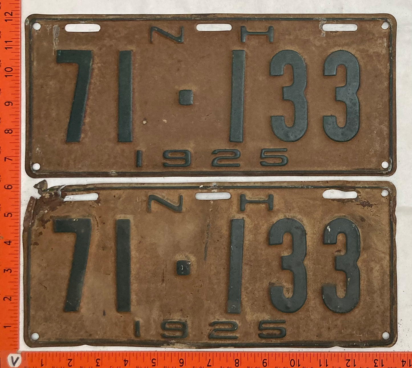 1925 New Hampshire #71-133 Passenger License Plate (Pair)