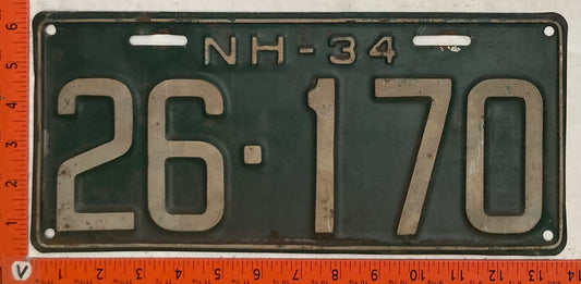 1934 New Hampshire #26-170 Passenger License Plate