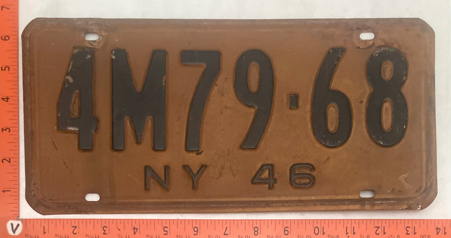 1946 New York #4M79-68 Passenger License Plate