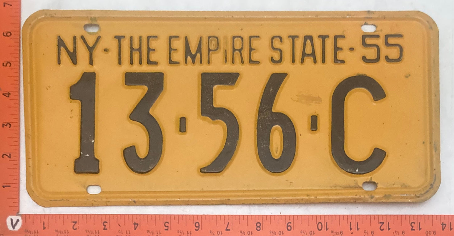 1955 New York #13-56-C Passenger License Plate