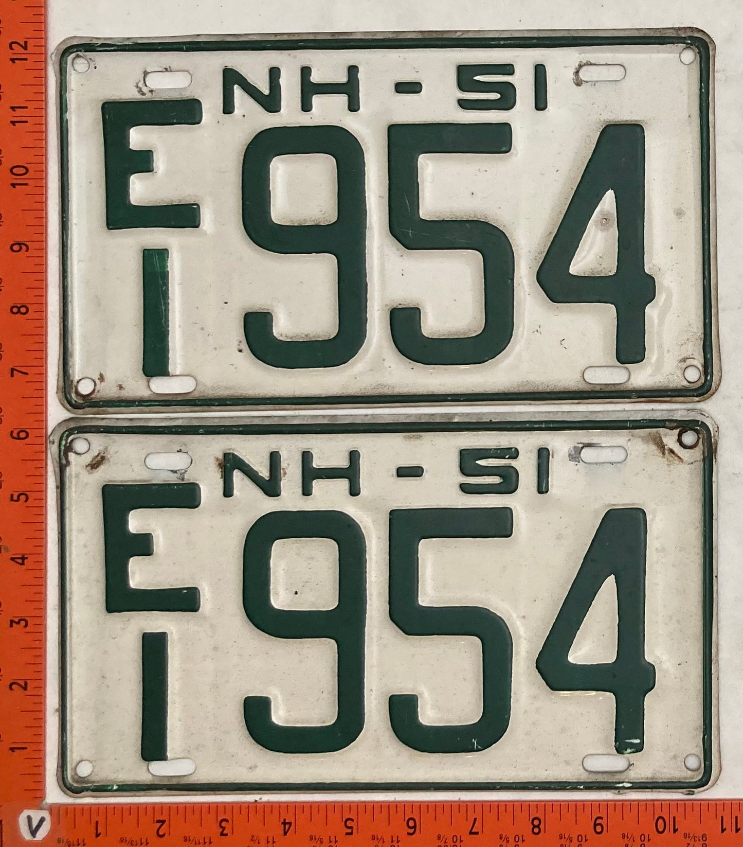 1951 New Hampshire #E/I 954 Passenger License Plate (Pair)