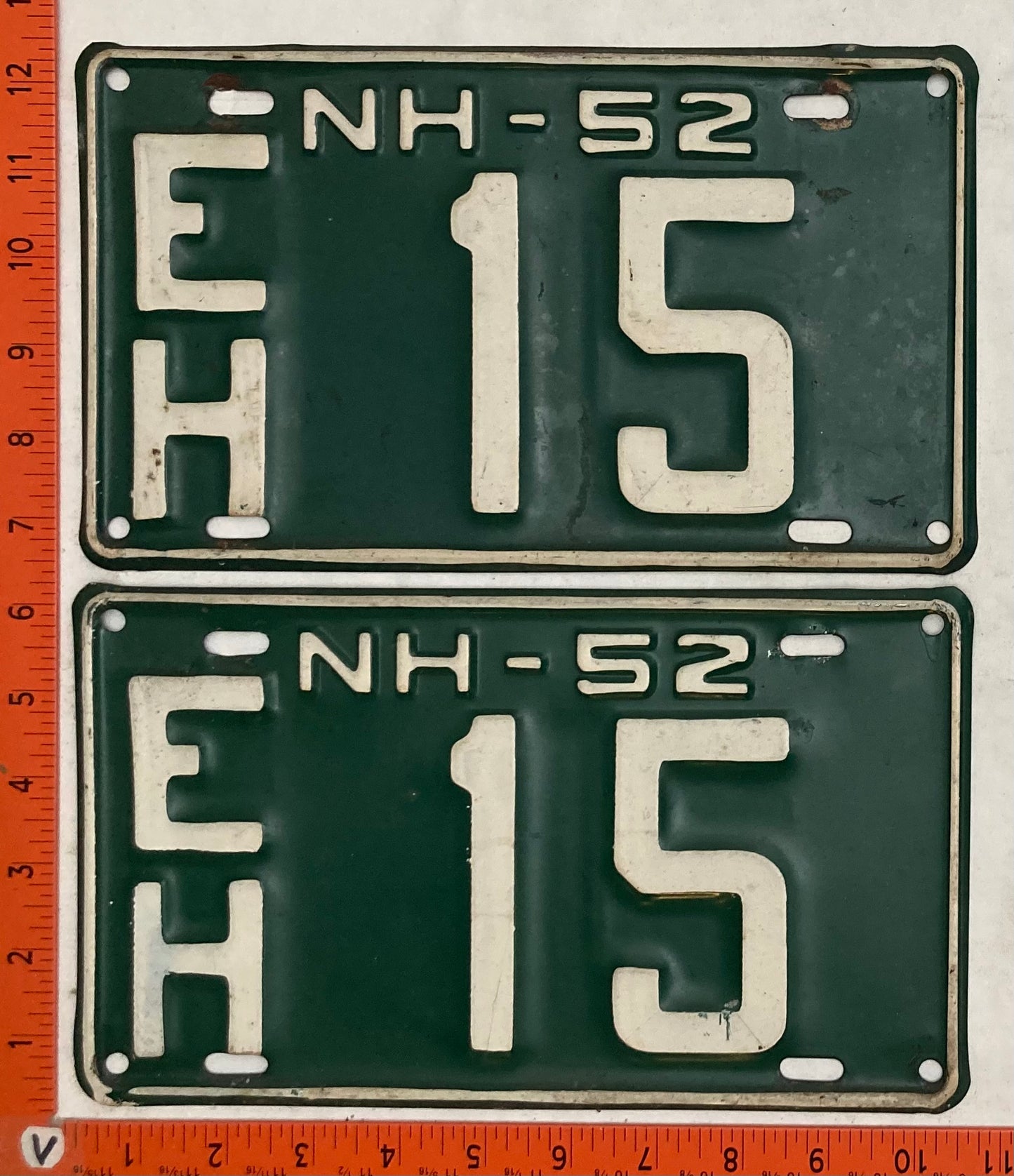 1952 New Hampshire #E/H 15 Passenger License Plate (Pair)