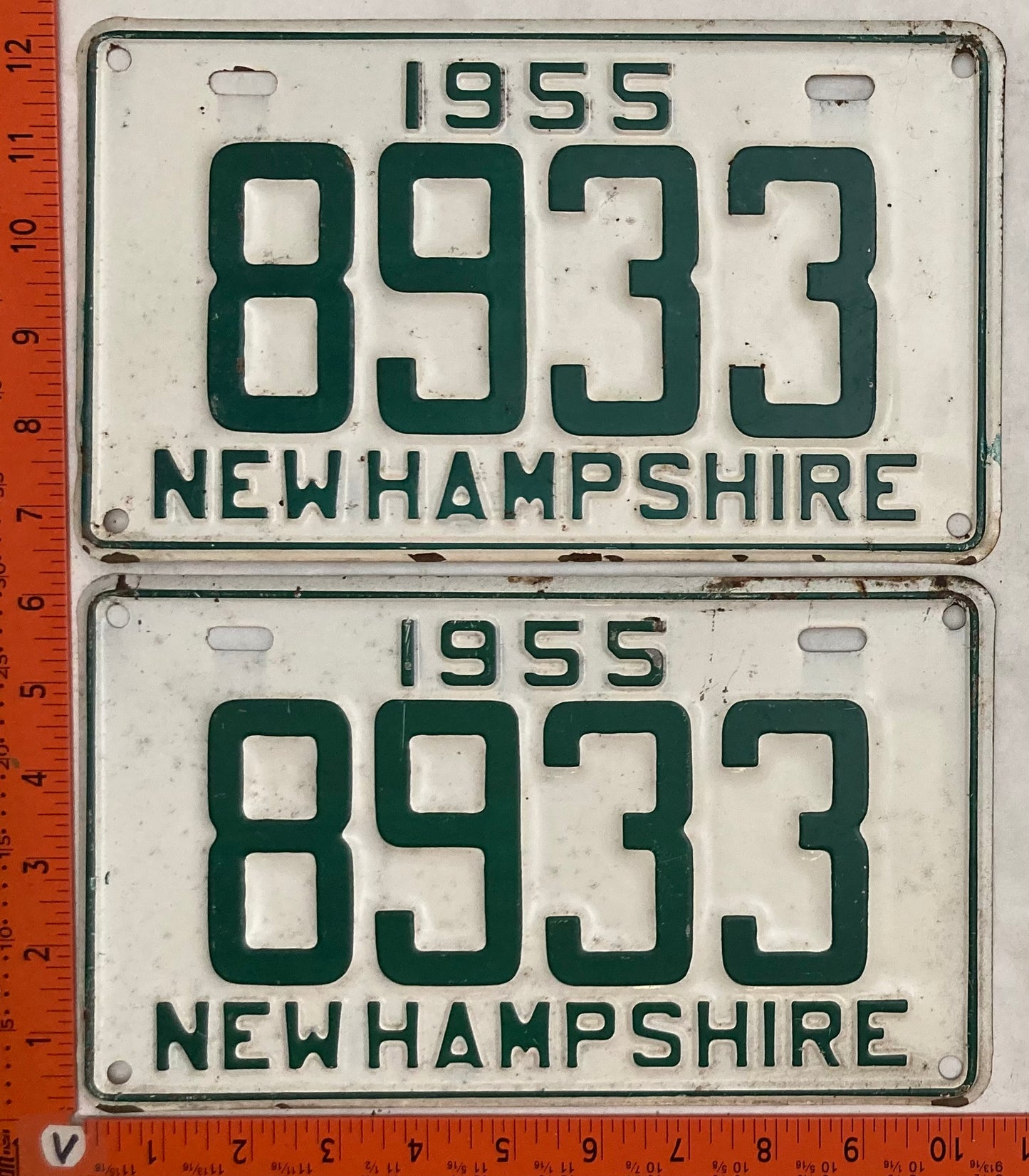 1955 New Hampshire #8933 Passenger License Plate (Pair)