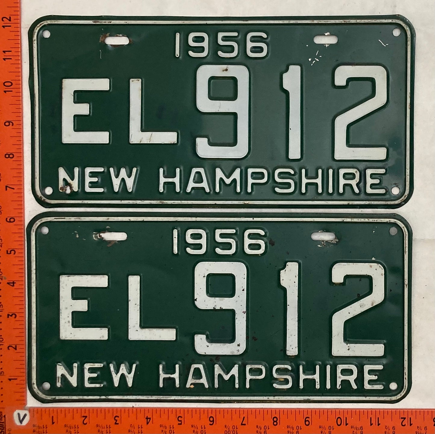 1956 New Hampshire #E/L 912 Passenger License Plate (Pair)