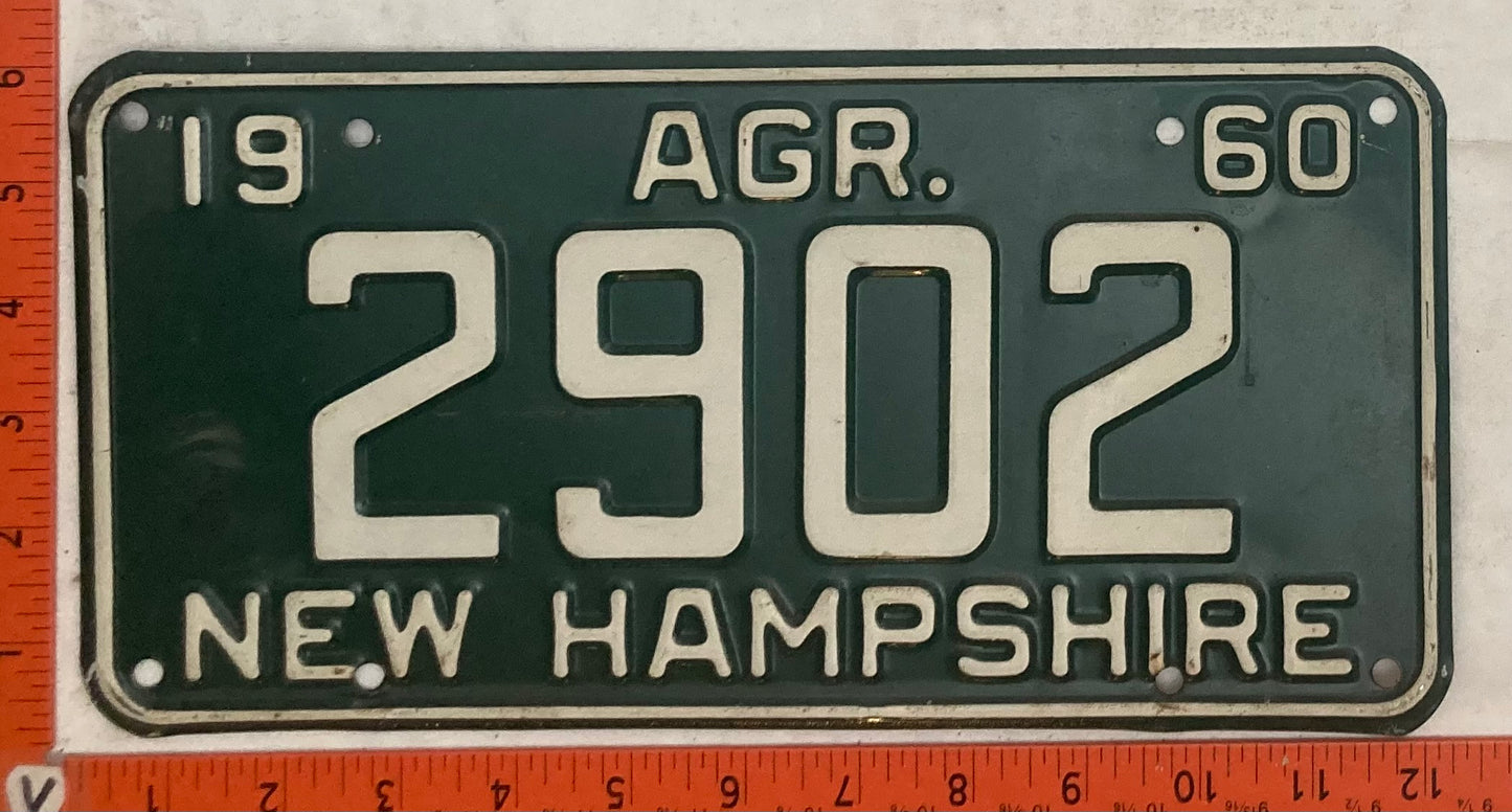 1960 New Hampshire #2902 Agriculture License Plate