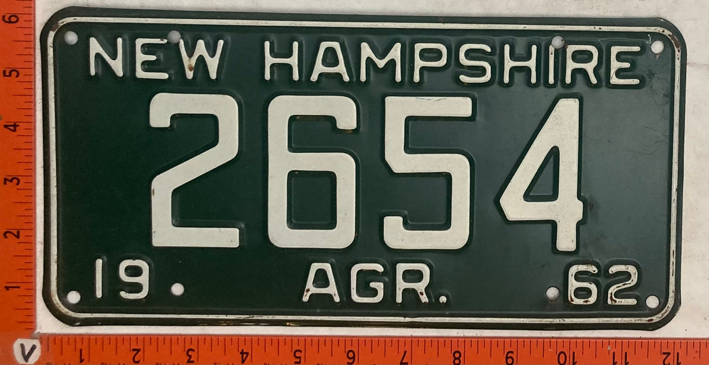 1962 New Hampshire #2654 Agriculture License Plate