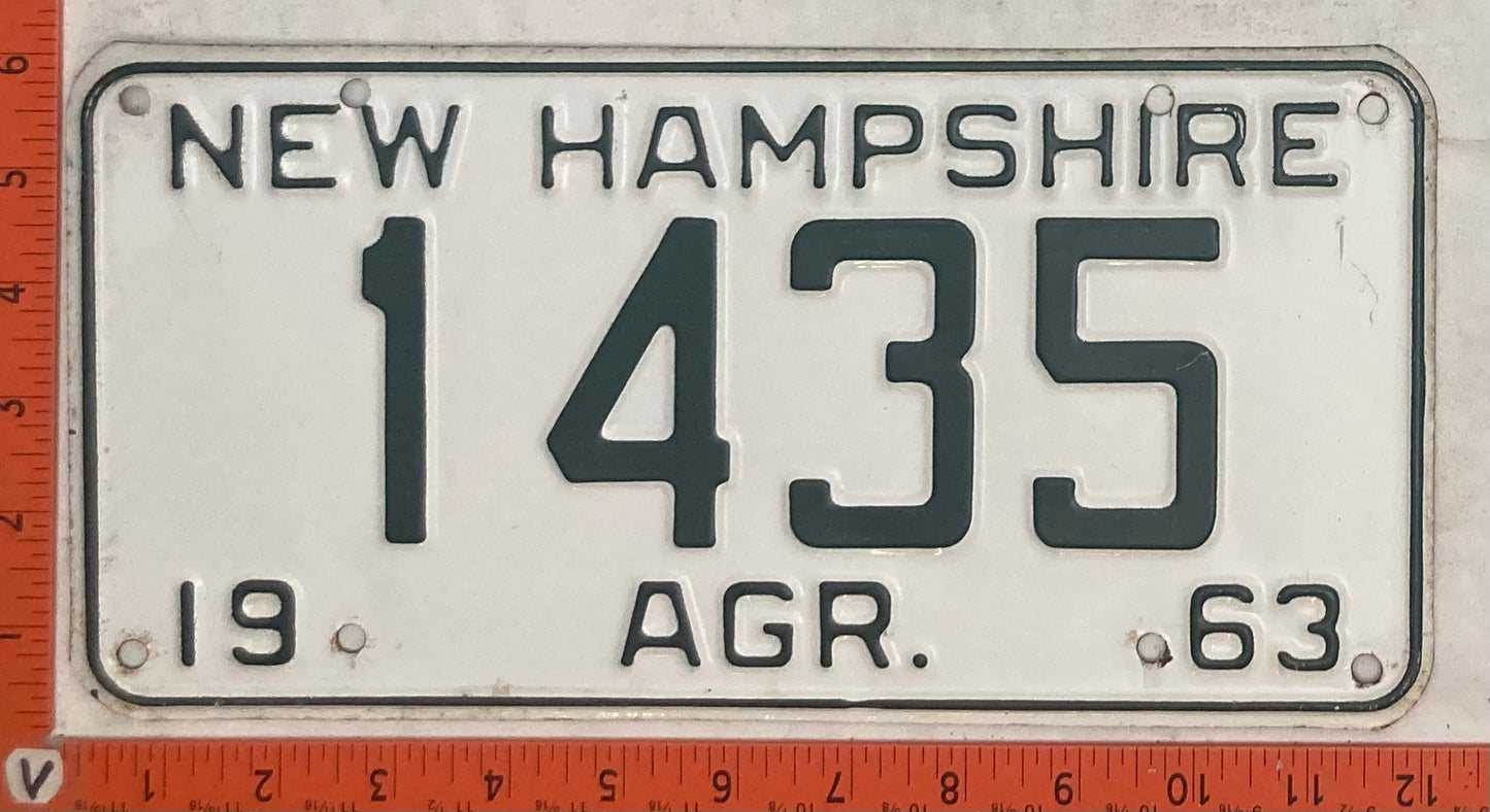1963 New Hampshire #1435 Agriculture License Plate