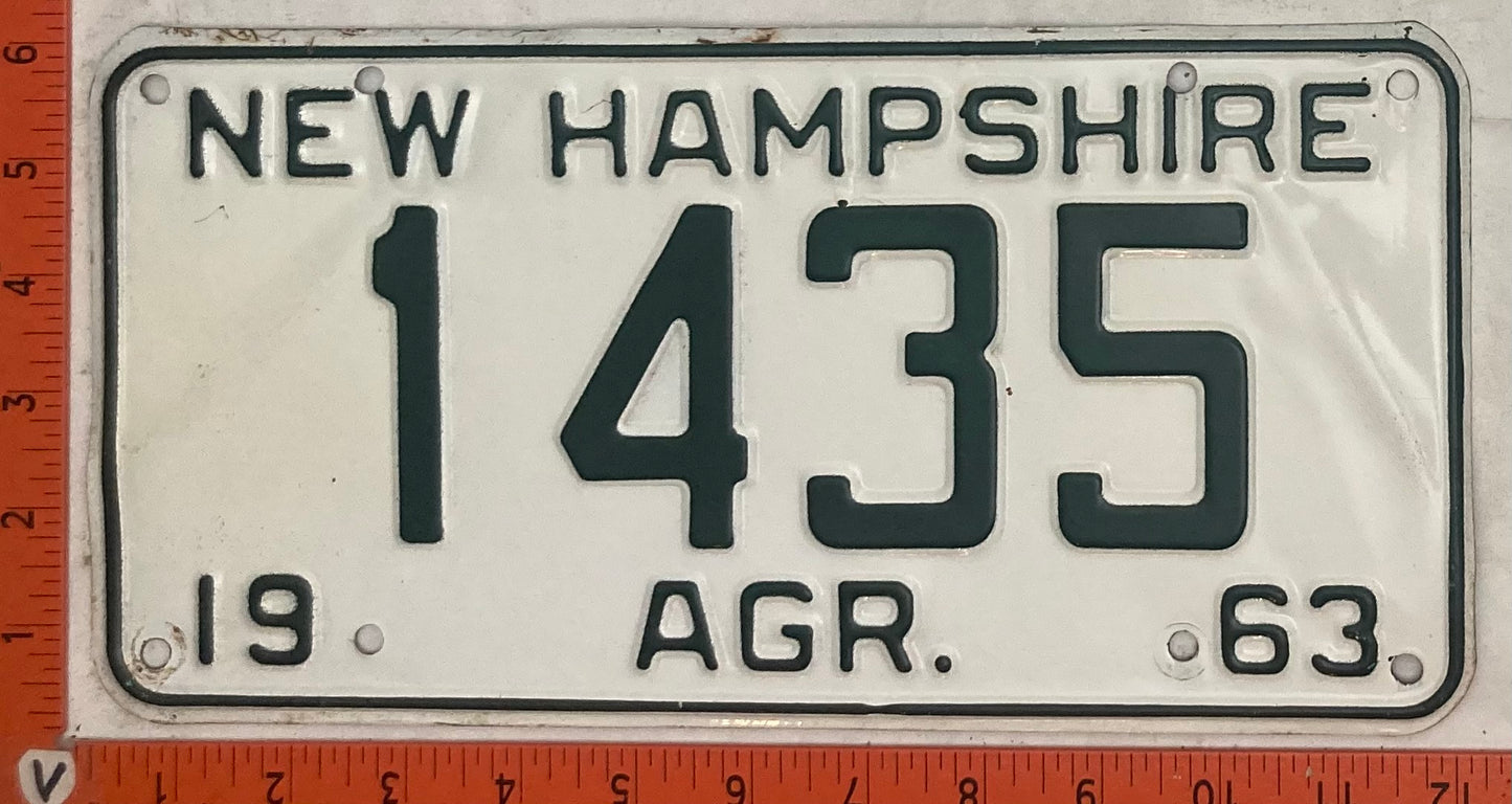 1963 New Hampshire #1435 Agriculture License Plate