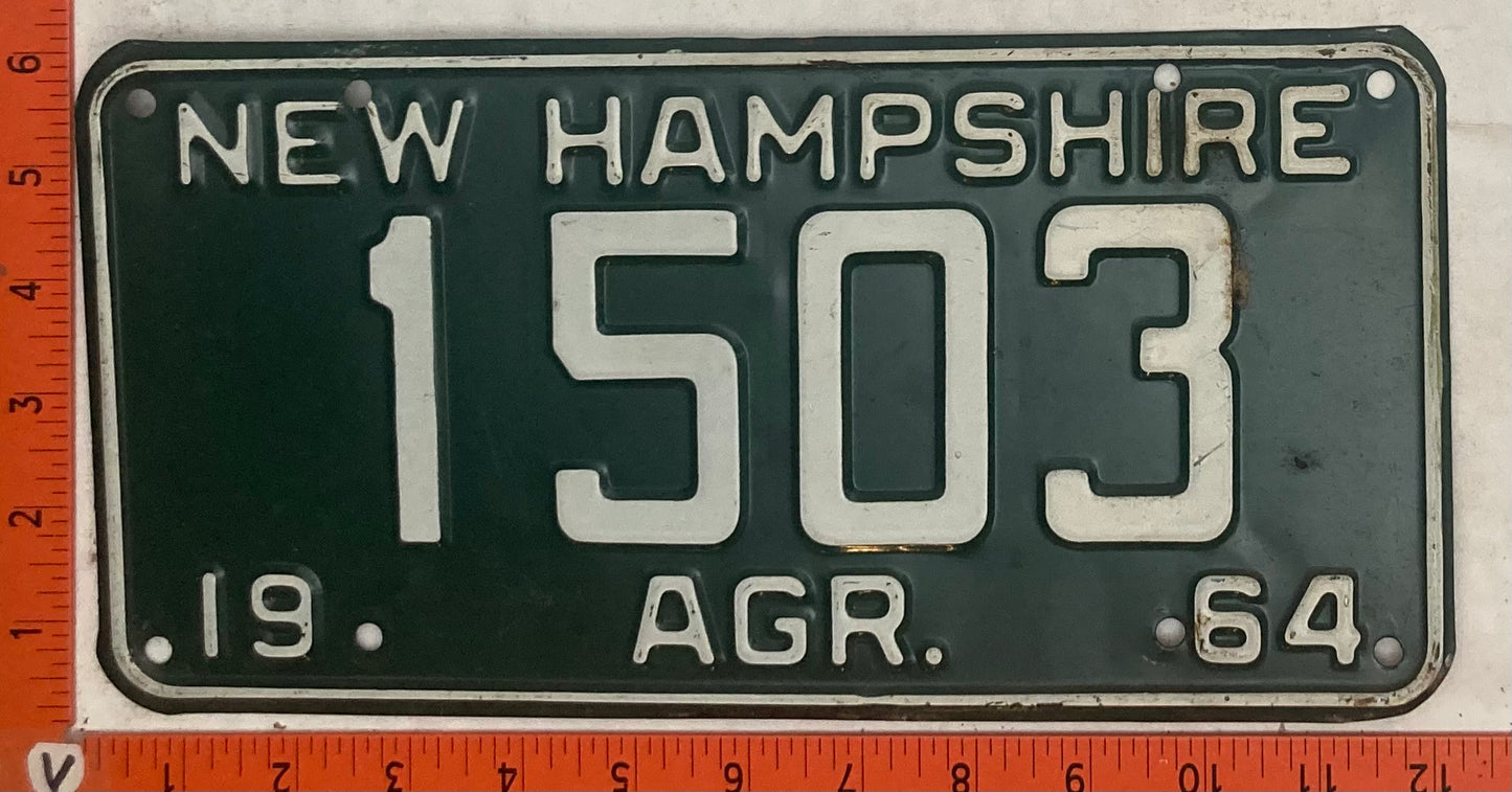 1964 New Hampshire #1503 Agriculture License Plate