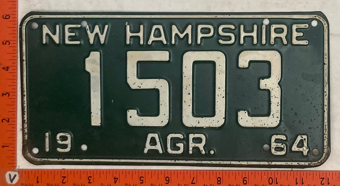 1964 New Hampshire #1503 Agriculture License Plate