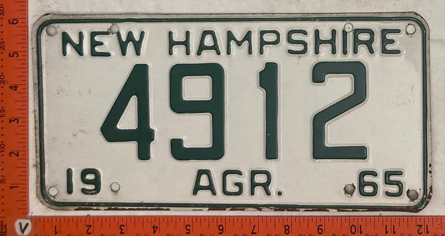 1965 New Hampshire #4912 Agriculture License Plate