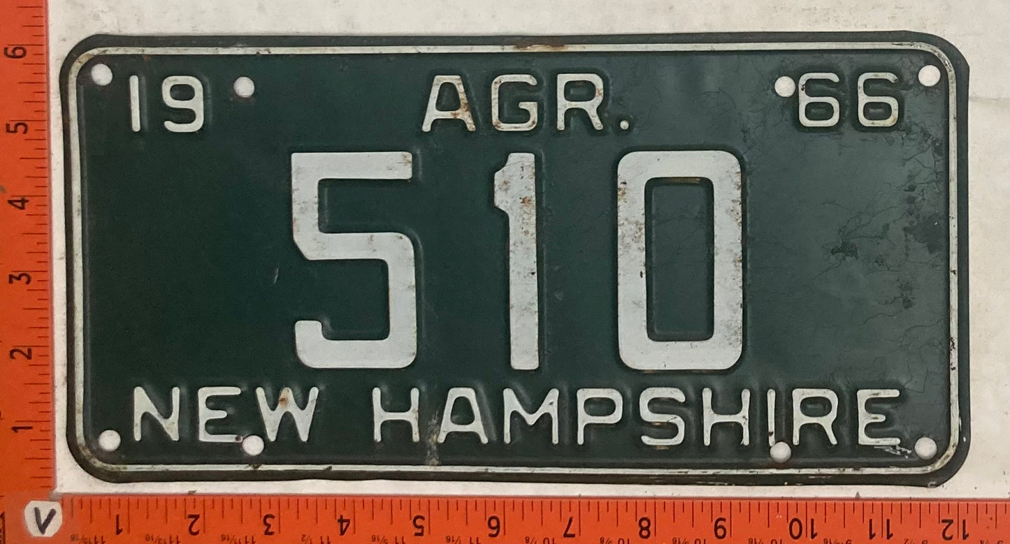 1966 New Hampshire #510 Agriculture License Plate