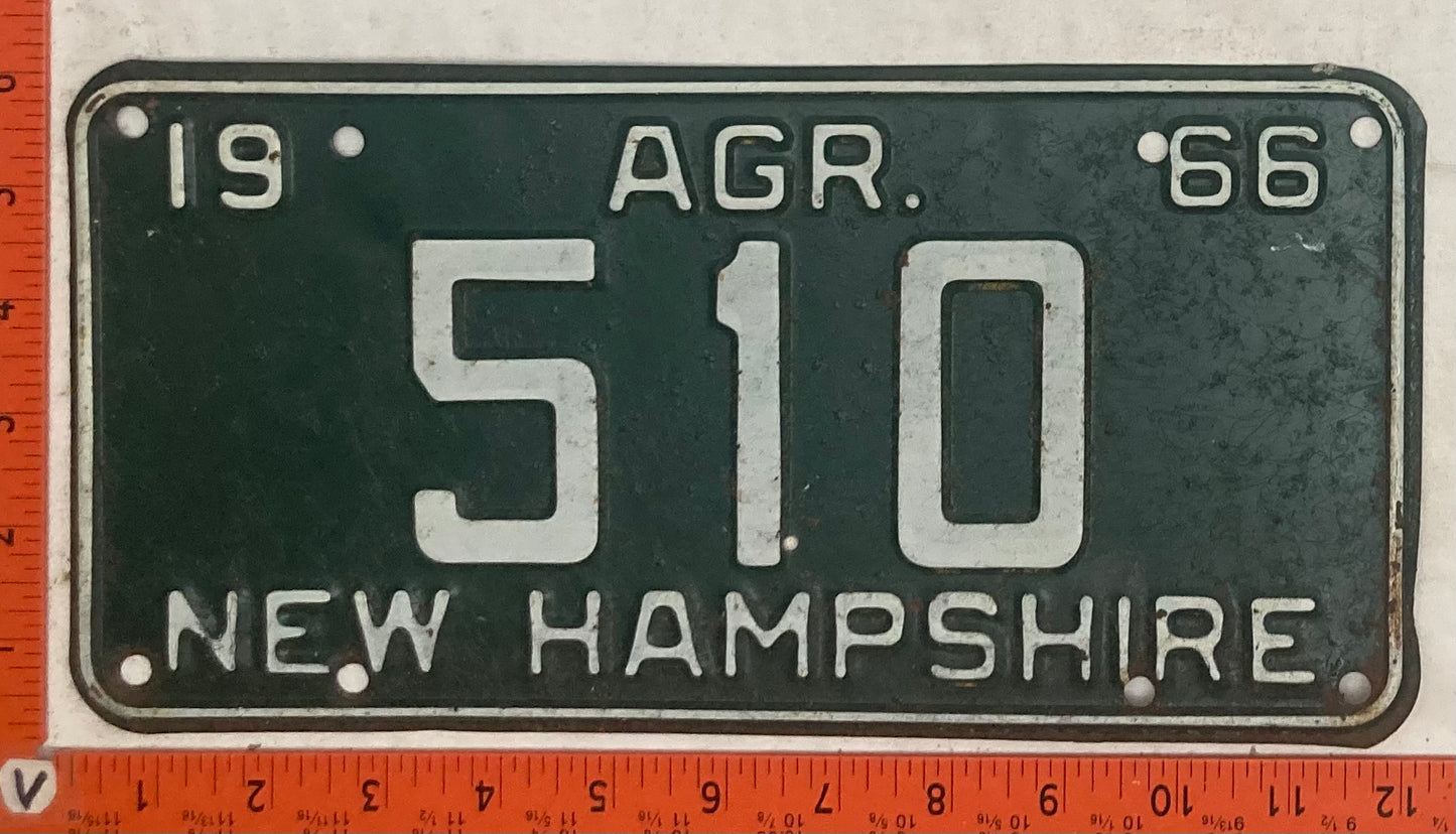 1966 New Hampshire #510 Agriculture License Plate