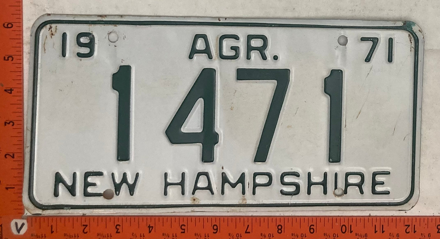 1971 New Hampshire #1471 Agriculture License Plate