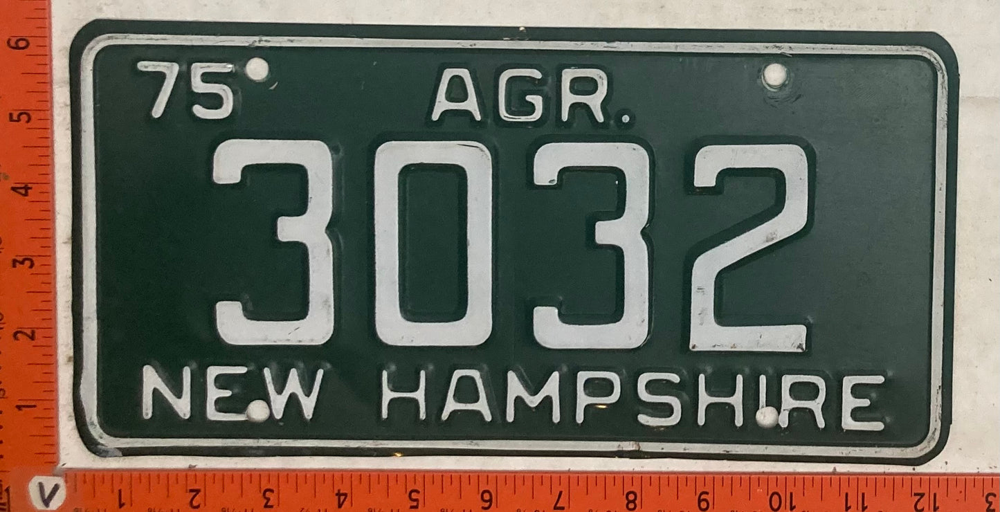 1975 New Hampshire #3032 Agriculture License Plate