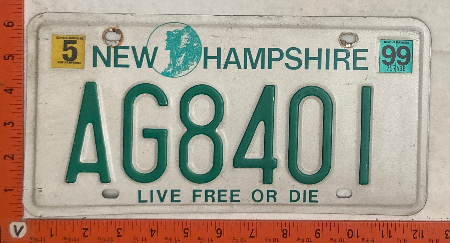 1999 New Hampshire #AG8401 Agriculture License Plate