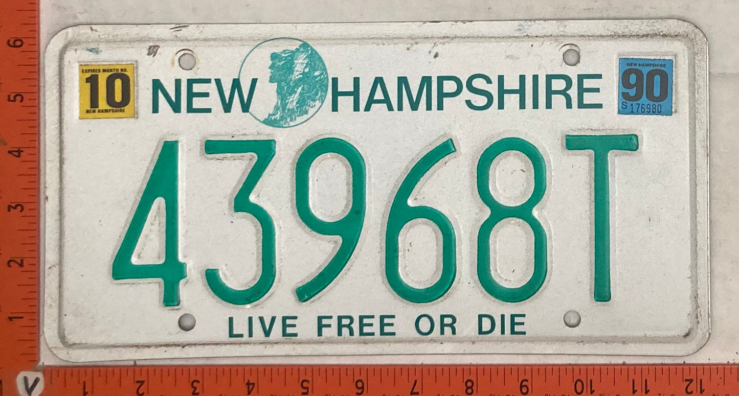 1990 New Hampshire #43968T Trailer License Plate