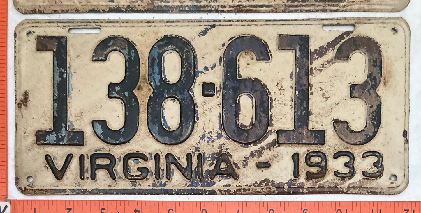 1933 Virginia #138-613 Passenger License Plate (Pair)