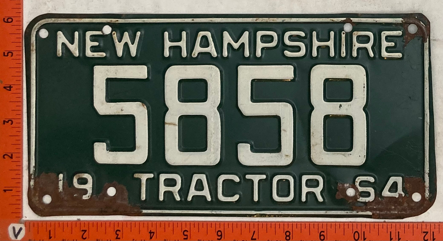 1964 New Hampshire #5858 Tractor License Plate