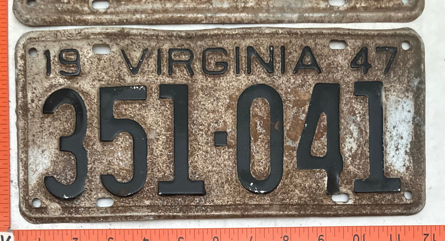 1947 Virginia #351-041 Passenger License Plate (Pair)