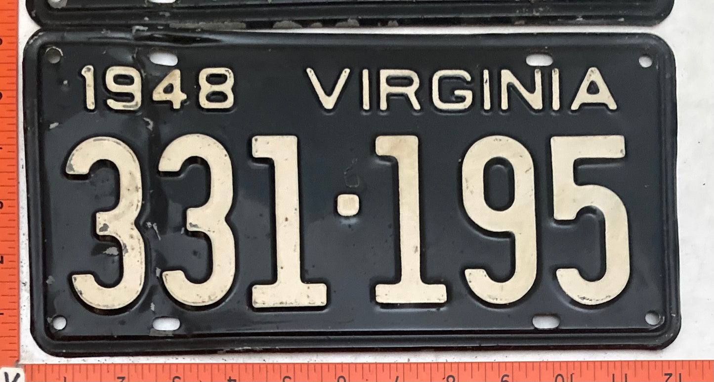 1948 Virginia #331-195 Passenger License Plate (Pair)
