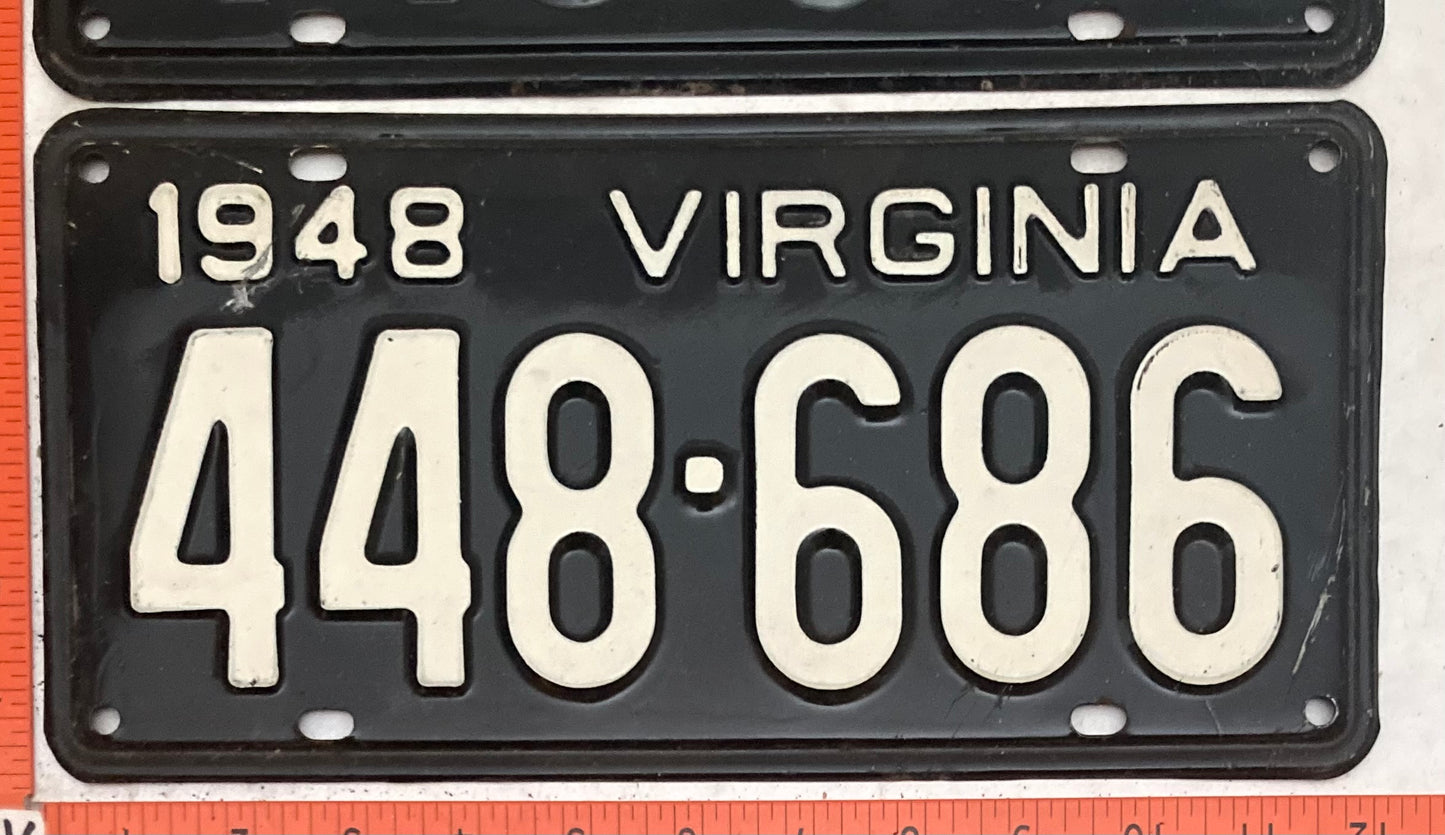 1948 Virginia #448-686 Passenger License Plate (Pair)
