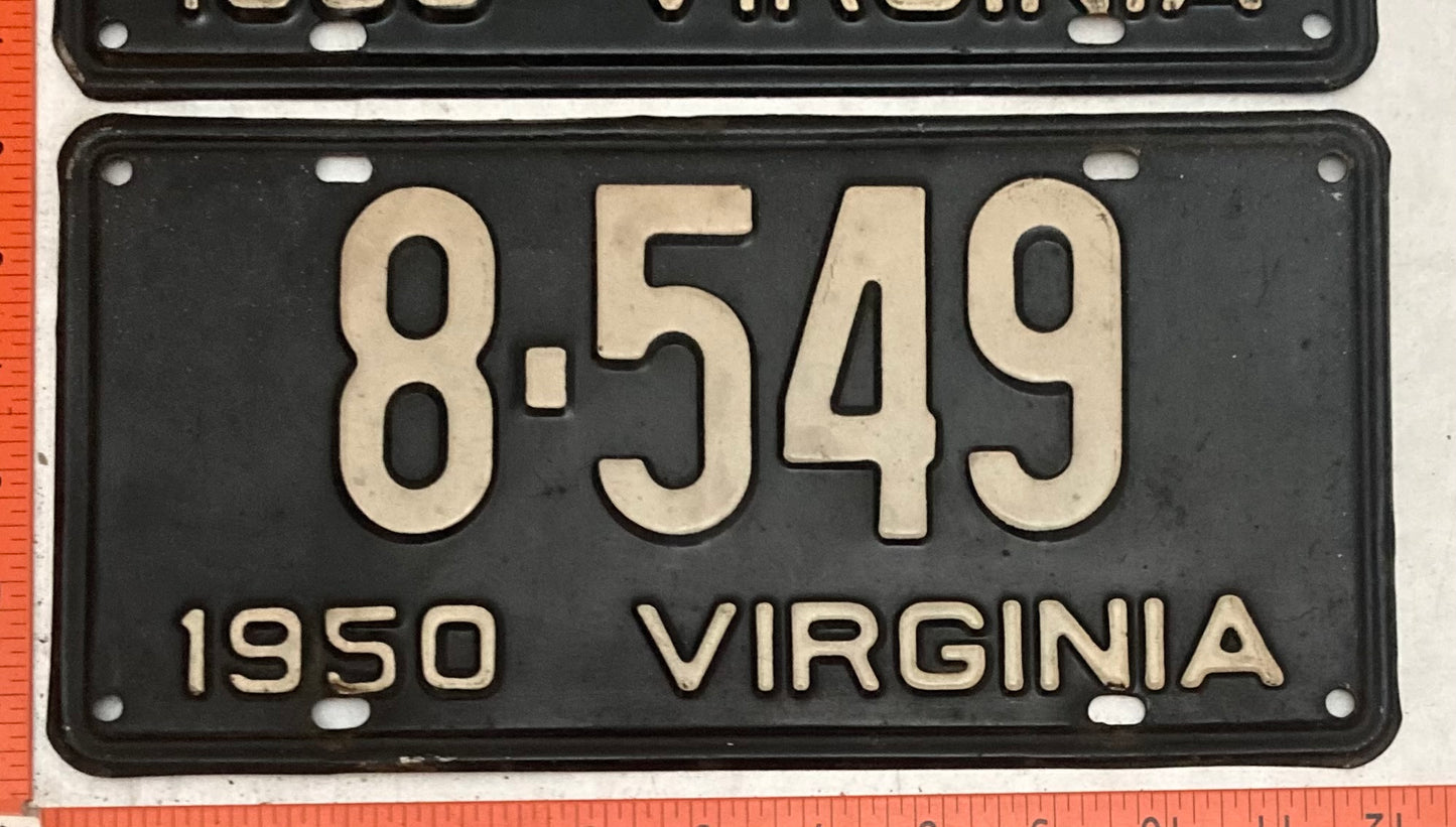 1950 Virginia #8-549 Passenger License Plate (Pair)