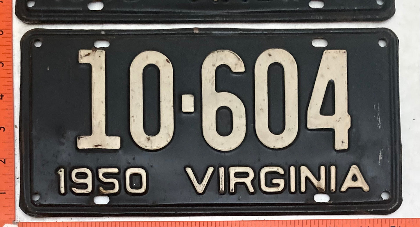 1950 Virginia #10-604 Passenger License Plate (Pair)