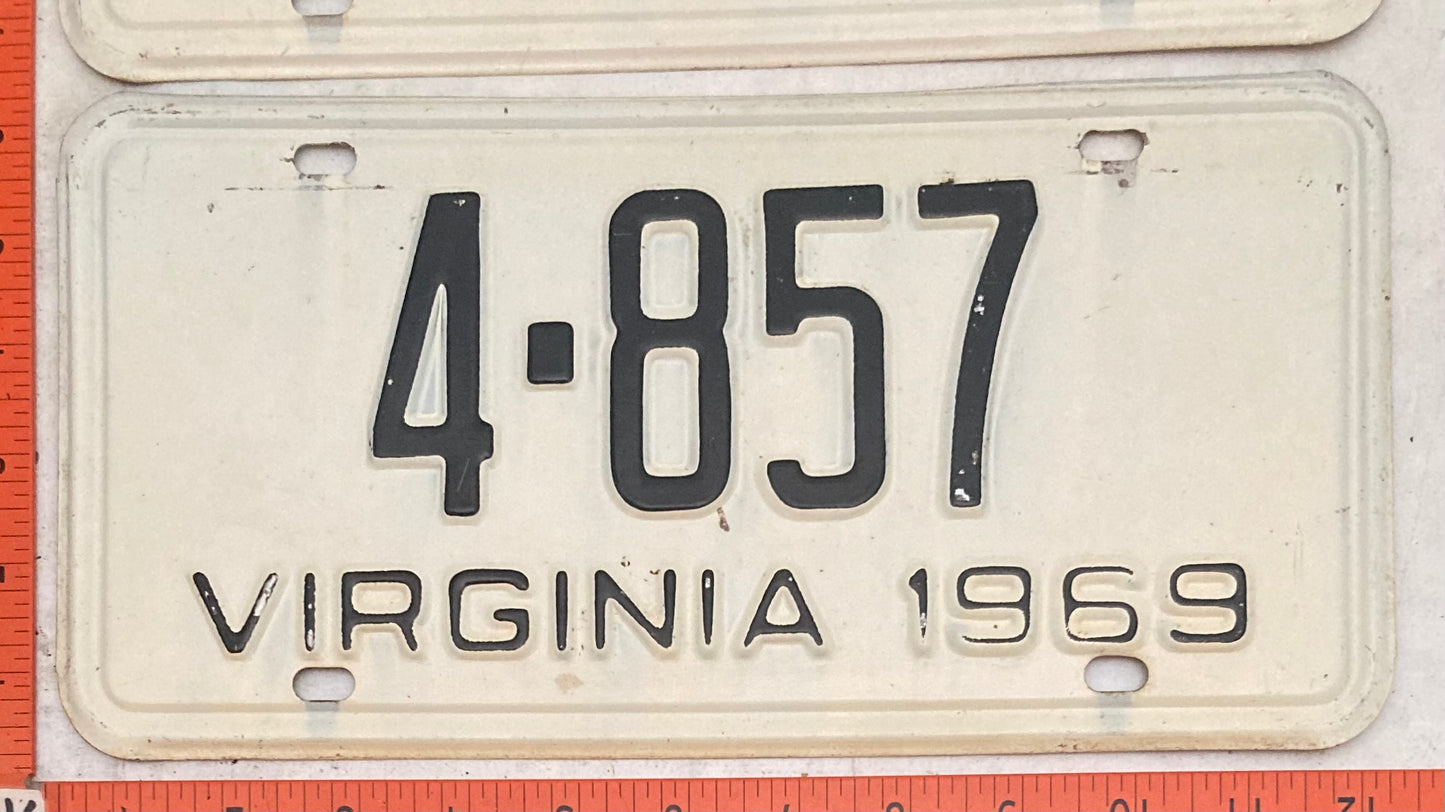 1969 Virginia #4-857 Passenger License Plate (Pair)