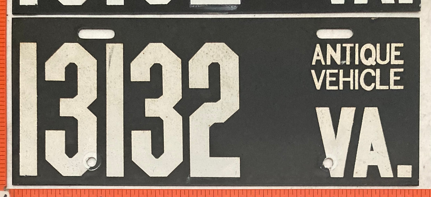 Undated Virginia #13132 Antique Vehicle License Plate (Pair)