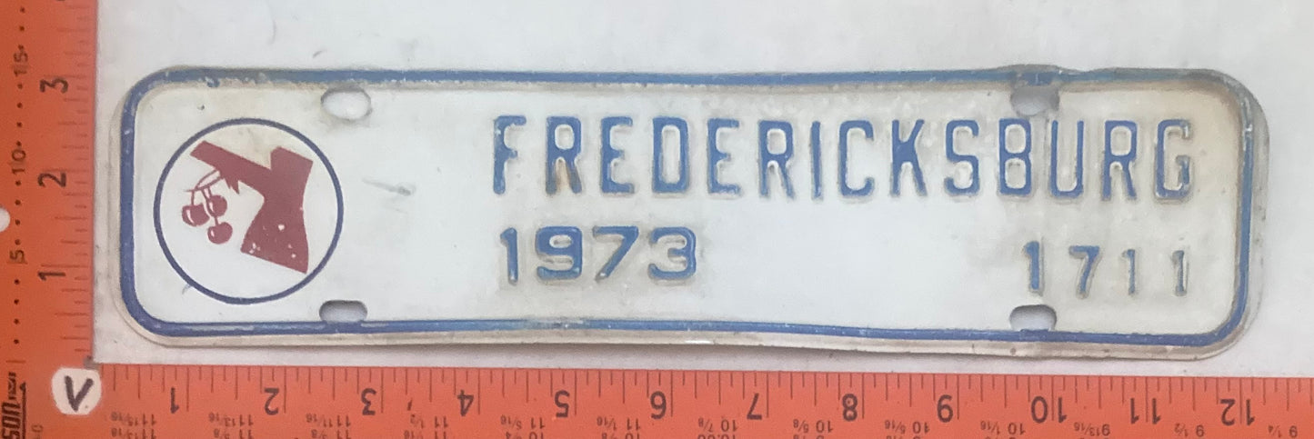 1973 Fredericksburg Virginia #1711 License Plate