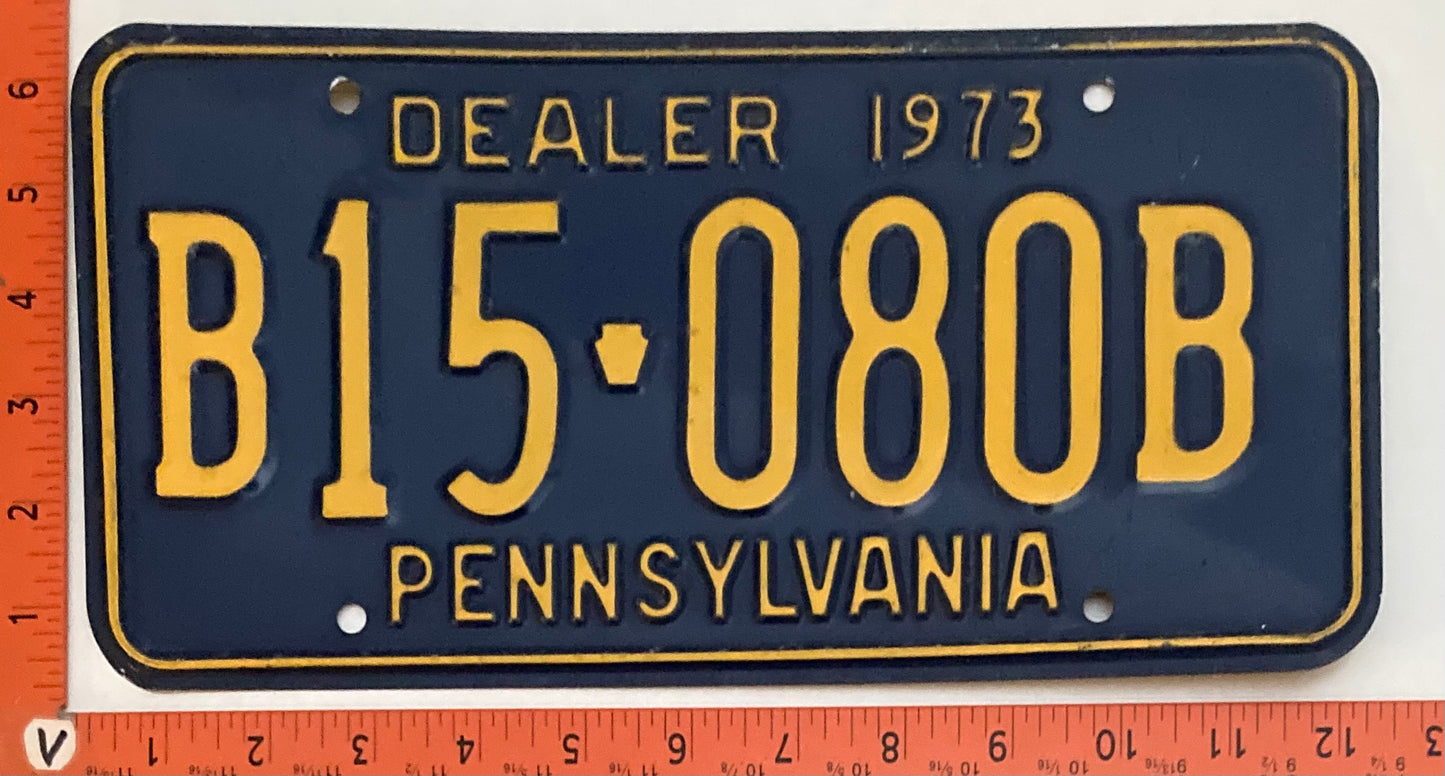 1973 Pennsylvania #B15-080B Dealer License Plate