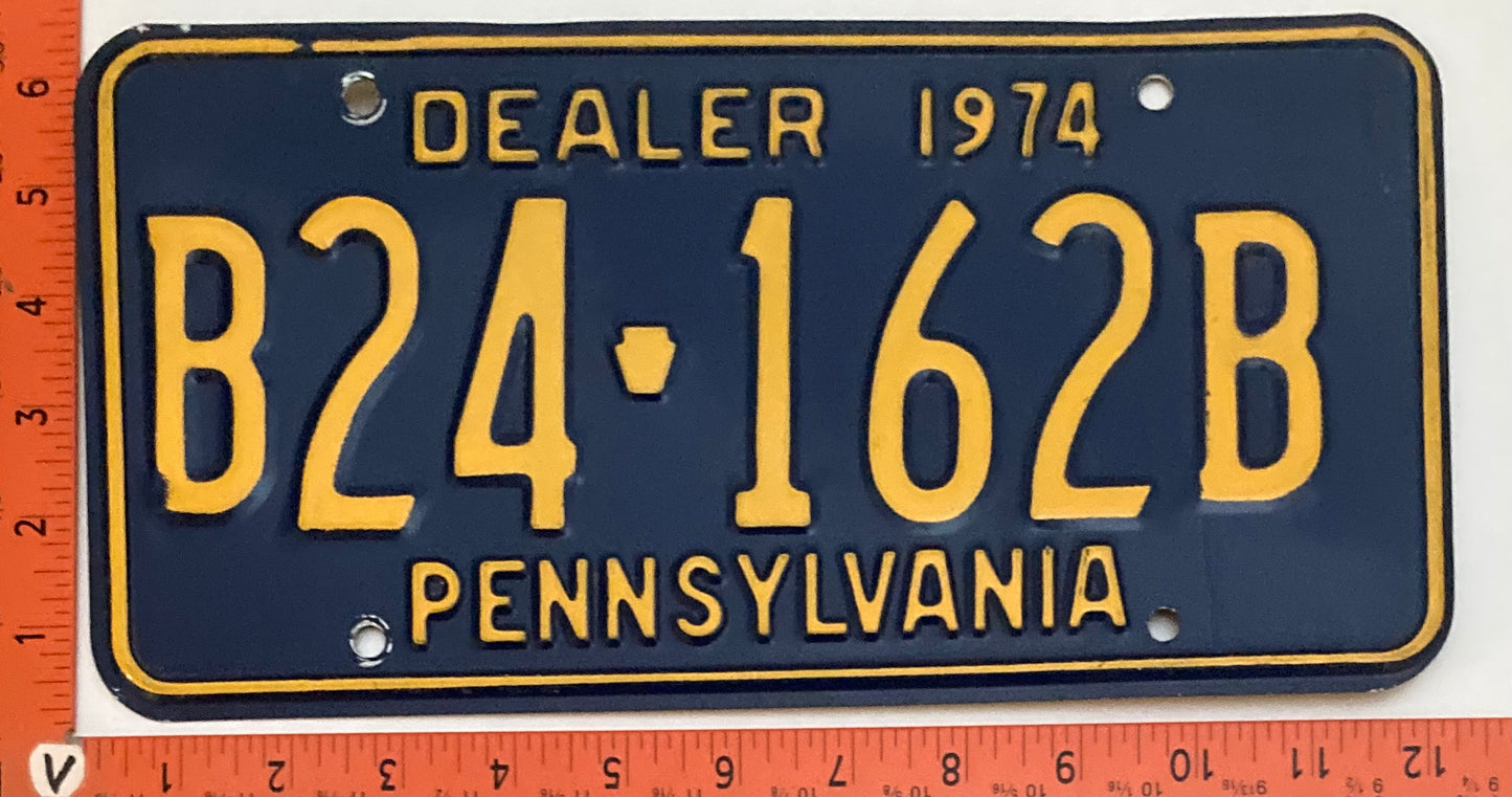 1974 Pennsylvania #B24-162B Dealer License Plate