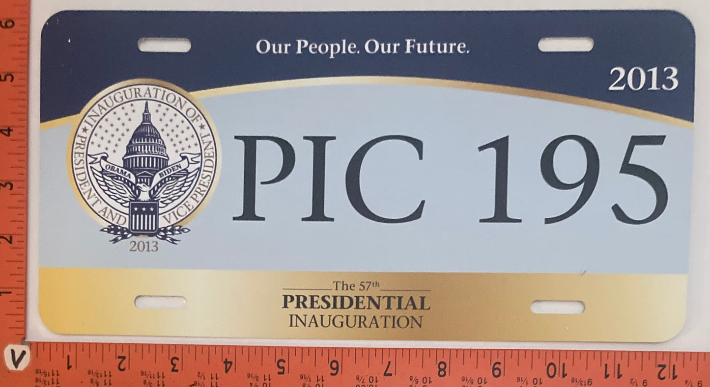 2013 Washington, DC #PIC 195 Presidential Inaugural Passenger License Plate
