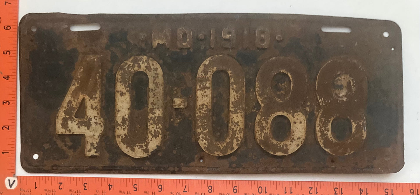 1918 Maryland # 40-088 Passenger license plate (Crafter)